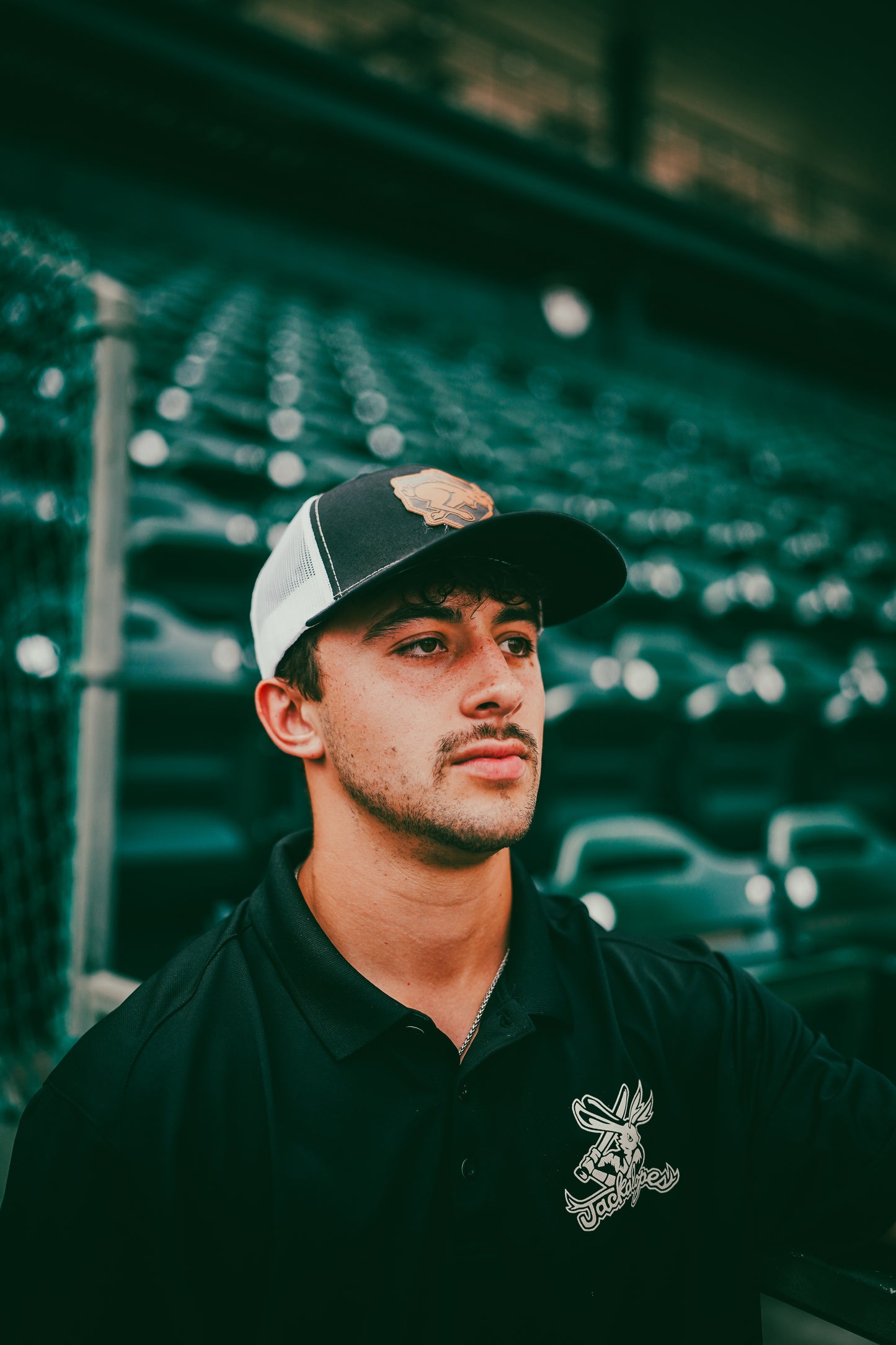 Jackalopes Leather Plate Trucker Hat