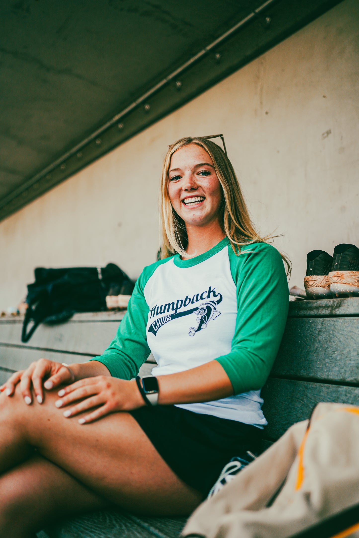 Humpback Chubs Green Baseball Tee